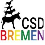 Das bunte Logo des CSD Bremen mit den Stadtmusikanten auf dem Bild